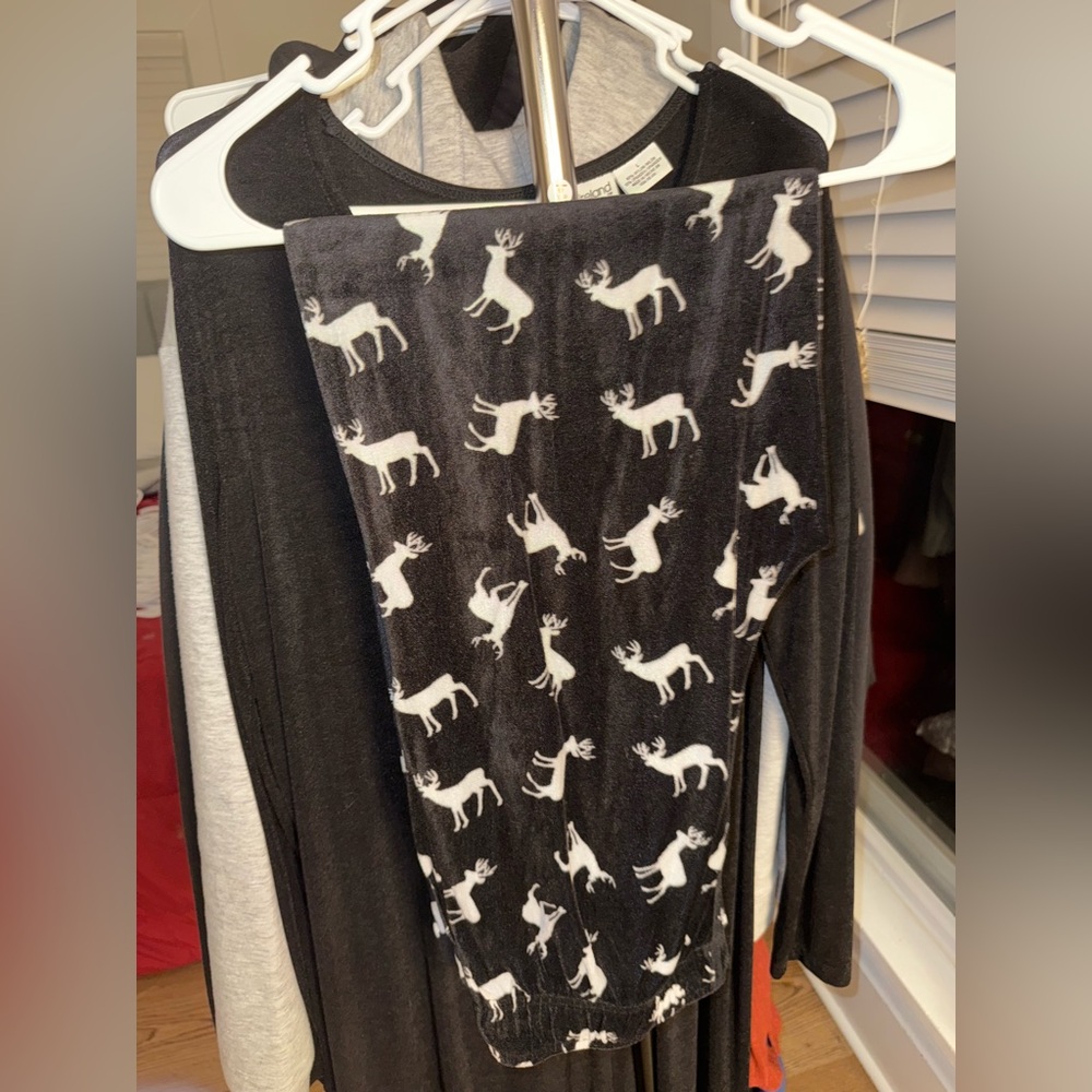 George Black Lounge Pants with White Moose Print